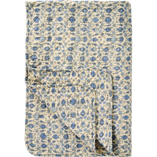 Quilt | Natural with blue pattern