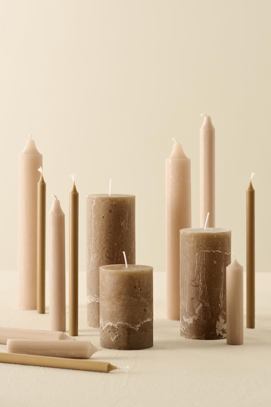 Rustic Dinner Candle Short Sand