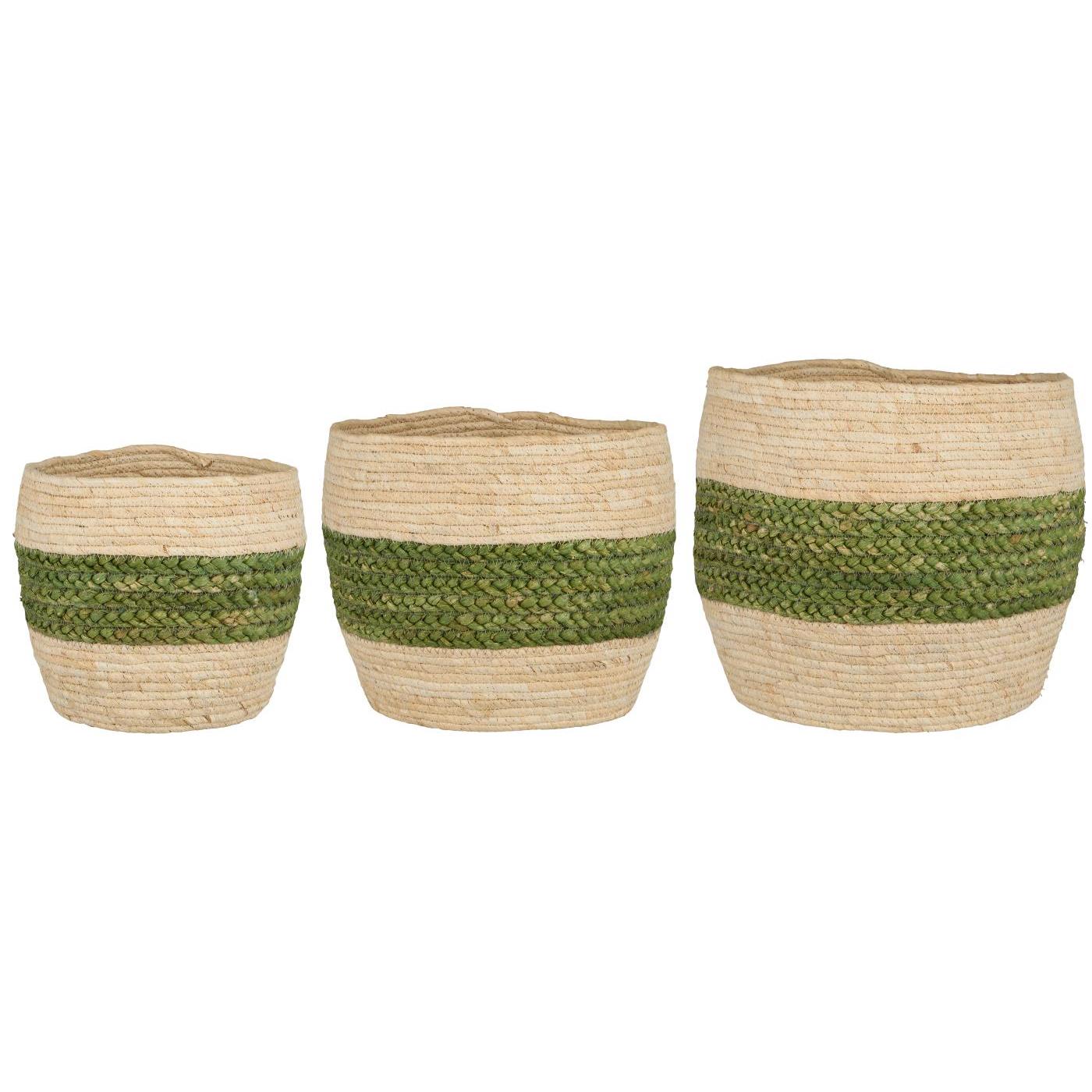 Corn Basket with green stripe