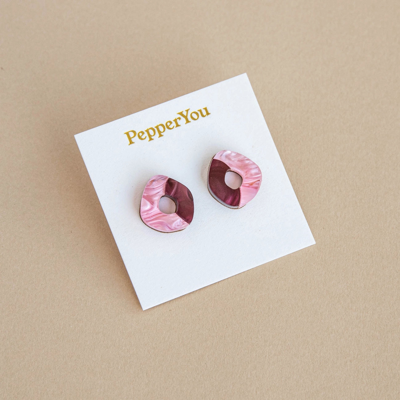 'Oh' Stud Earrings | Berry + Pink
