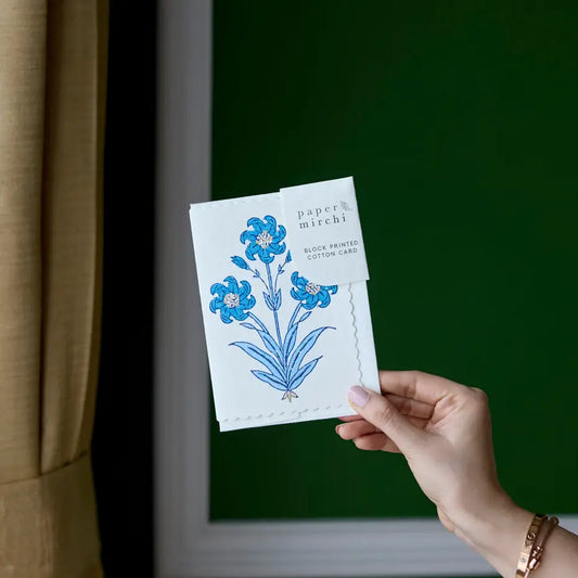 Hand Block Printed Greeting Card | Nargis Sapphire