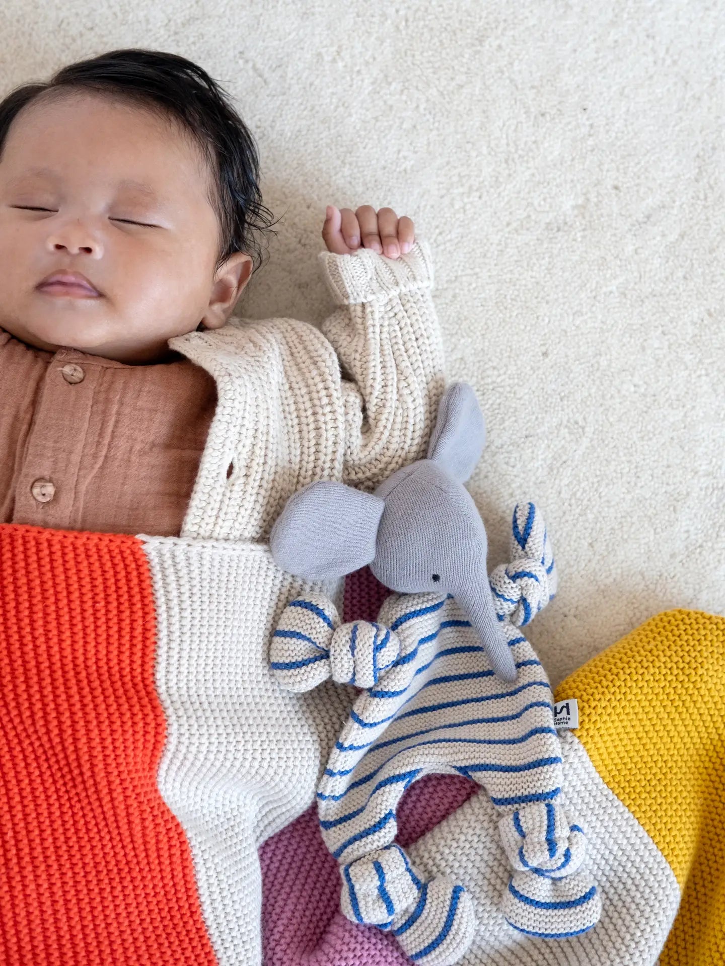 Cotton Knit Baby Comforter Cuddle Cloth | Elephant Cobalt