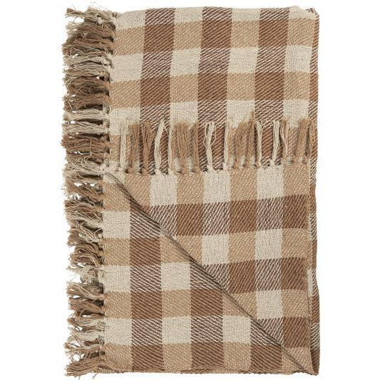 Throw | Natural Brown Beige Checks