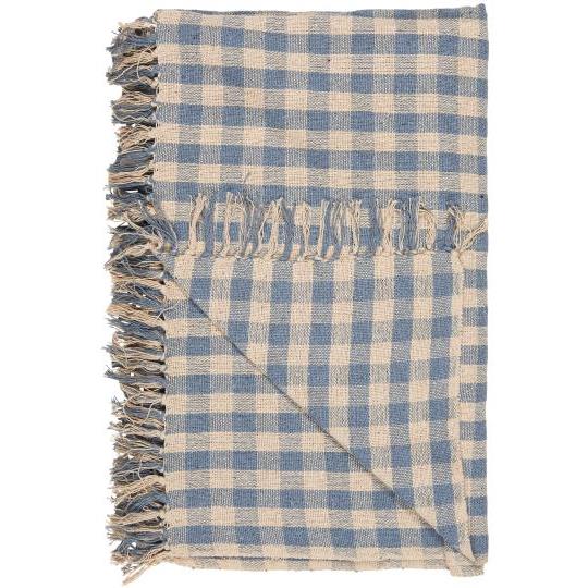 Throw Natural with light blue check