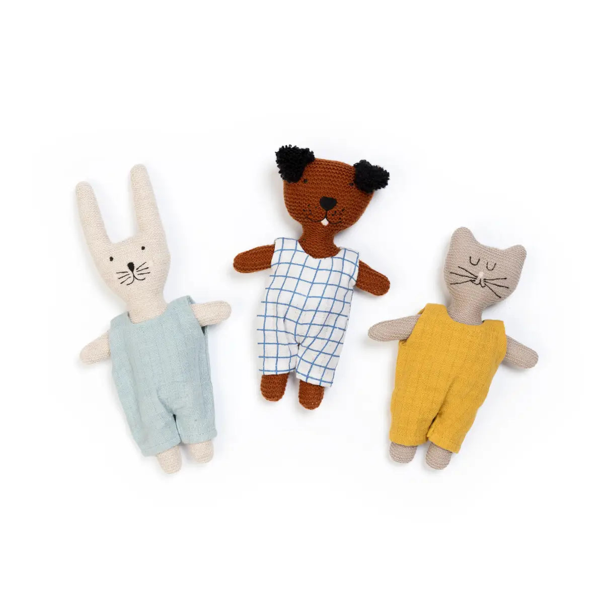 Cotton Knit Child's Rattle Toy | Yellow Cat