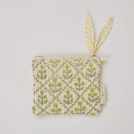 Organic Cotton Zipped Pouch Set 2pk - Floral Buttercream