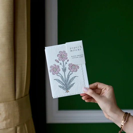 Hand Block Printed Greeting Card | Nargis Dusky Pink