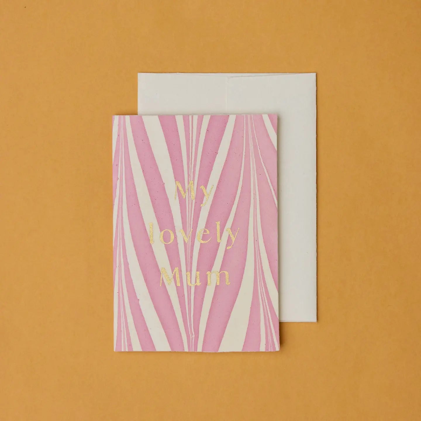 Hand Block Printed Greeting Card | Pink Candy Mum