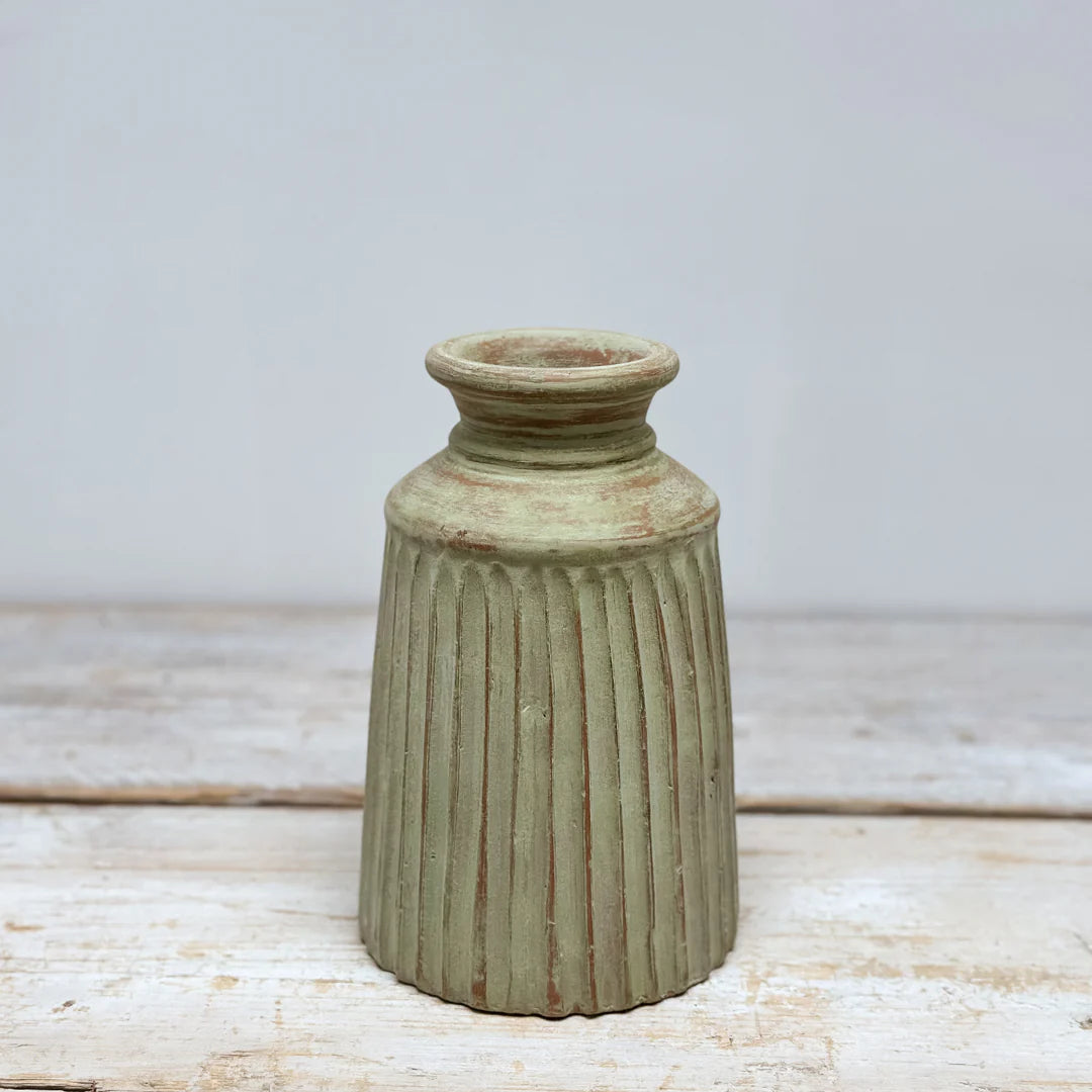 Rena Terracotta Vase | Antique Green