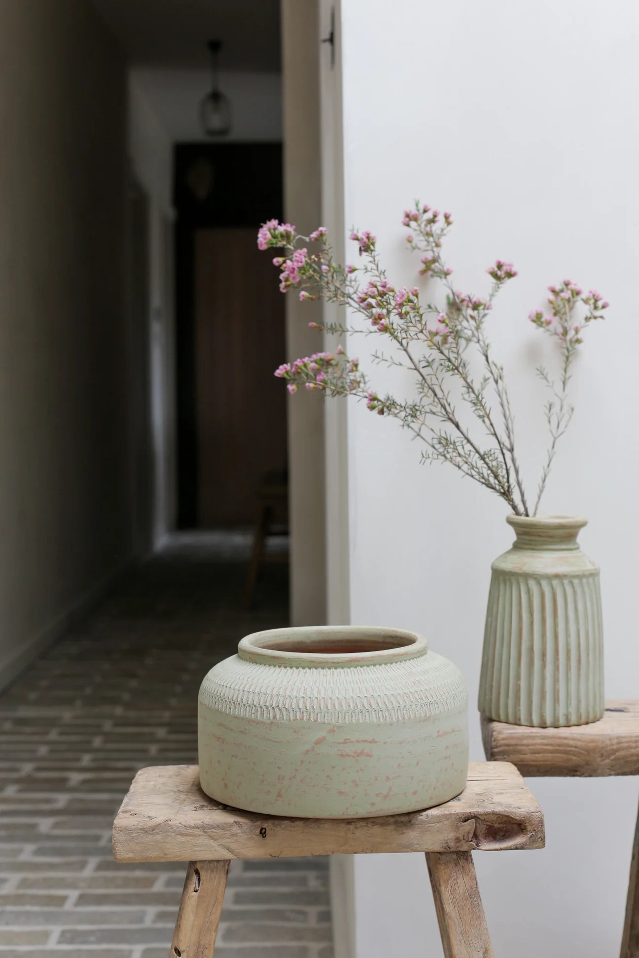 Rena Terracotta Vase | Antique Green