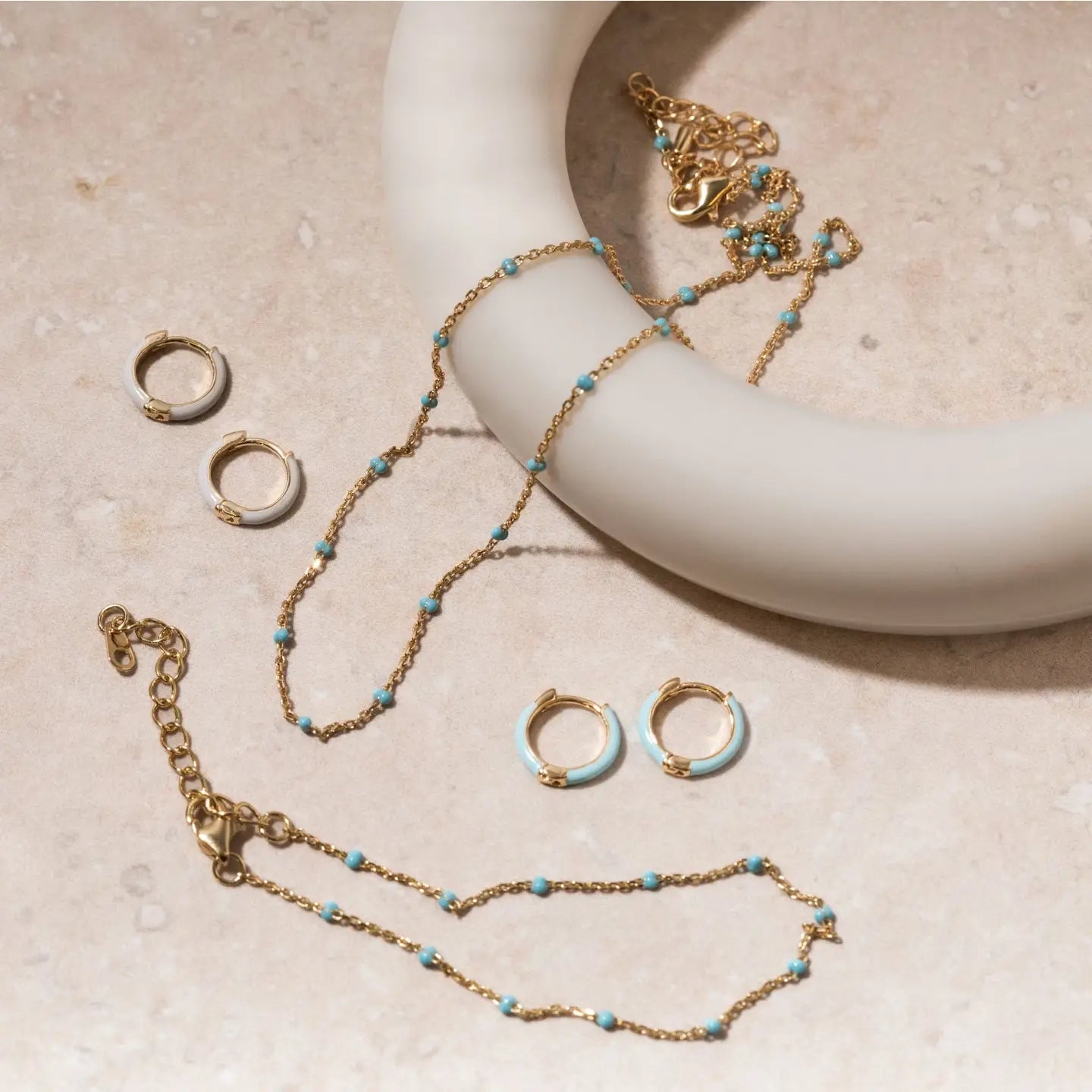 Sky Blue Enamel Necklace