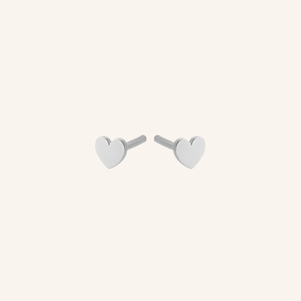 Mini Heart Earsticks | Silver