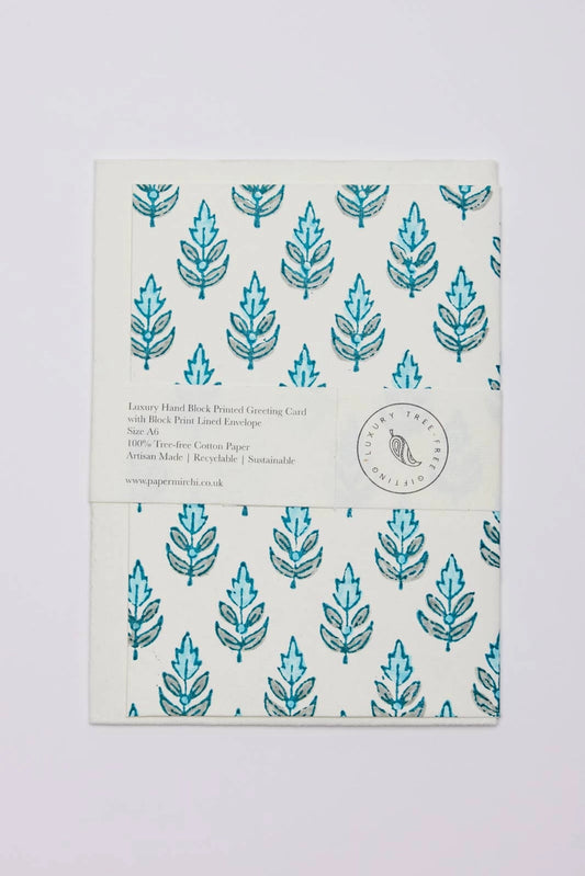Hand Block Printed Greeting Card | Buti Turquoise