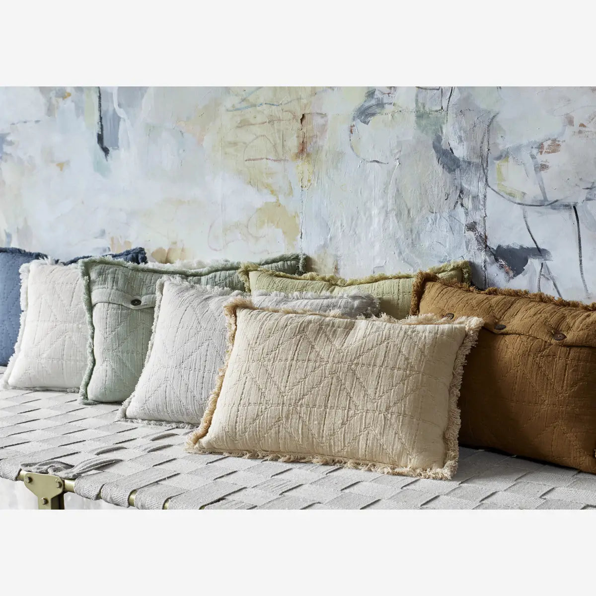 Embroidered Cushion | Powder