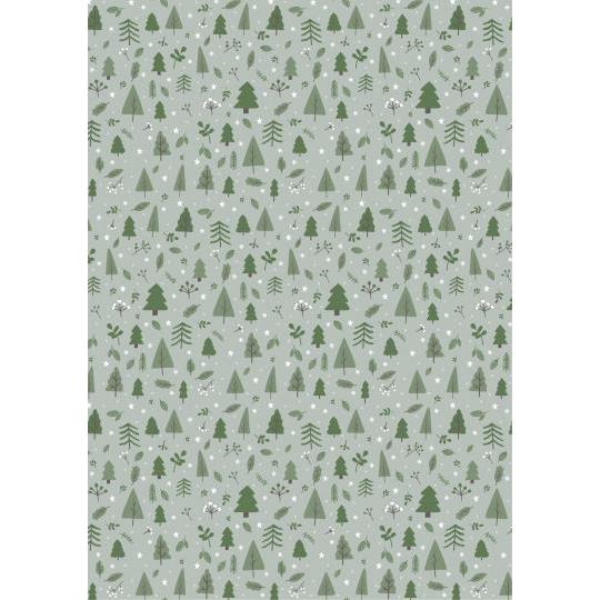 Gift Wrap Green Christmas Forest