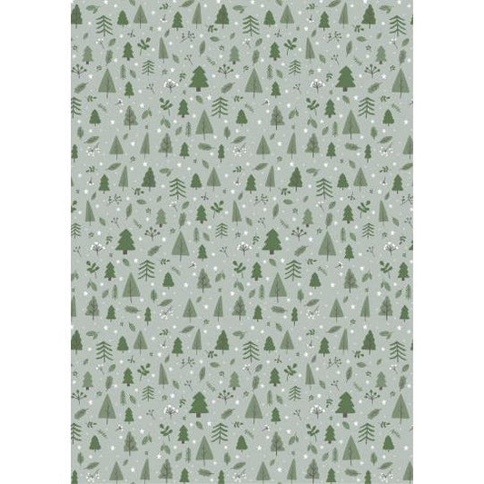 Gift Wrap Green Christmas Forest