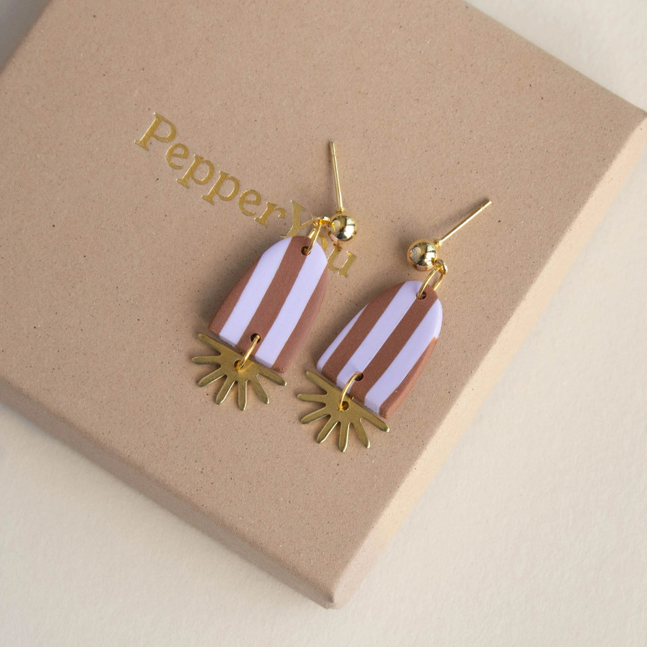Sunny Stripe Drop Earrings | Chocolate + Lilac