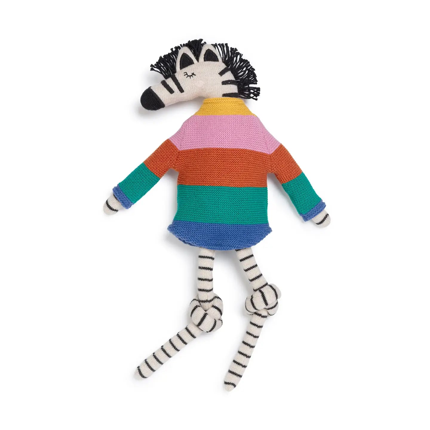 Cotton Knit Stuffed Animal Ragdoll | Zebra Rainbow