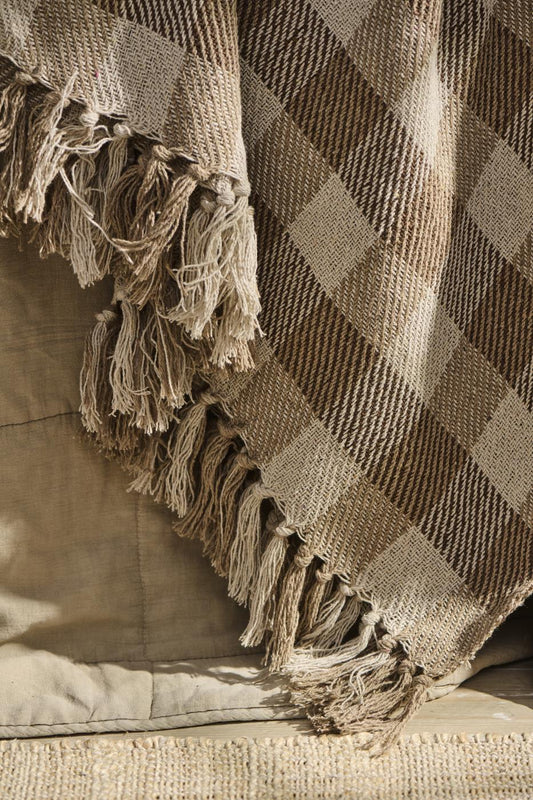 Throw | Natural Brown Beige Checks