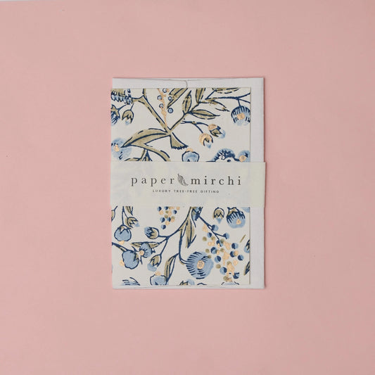 Hand Block Printed Greeting Card | Songbird Blue Stone