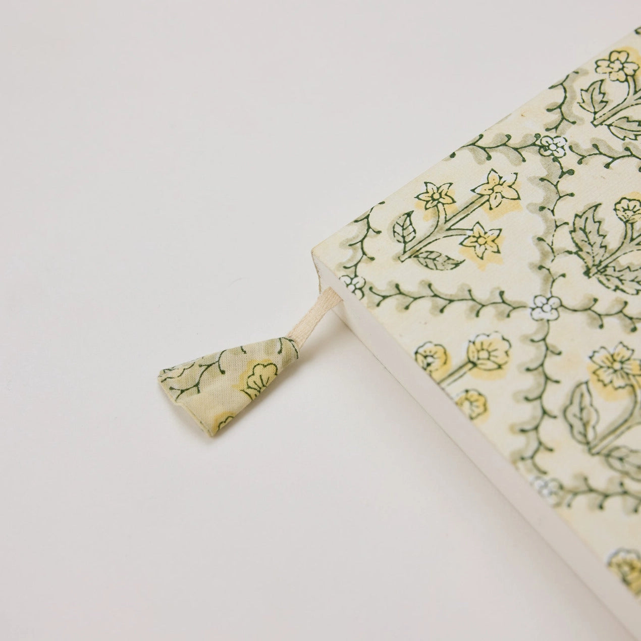 Block Printed Ruled Notebook (A5) - Floral Lattice Buttercream