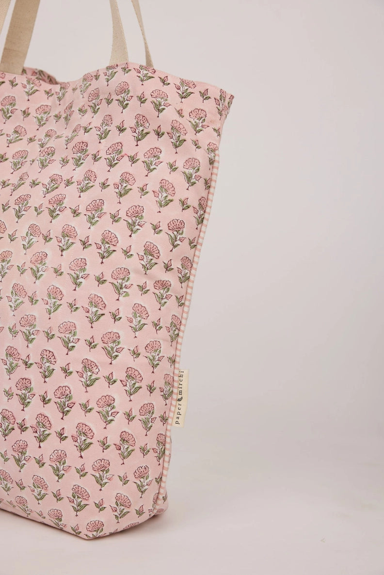 Organic Cotton Tote Bag - Ditsy Floral Blush