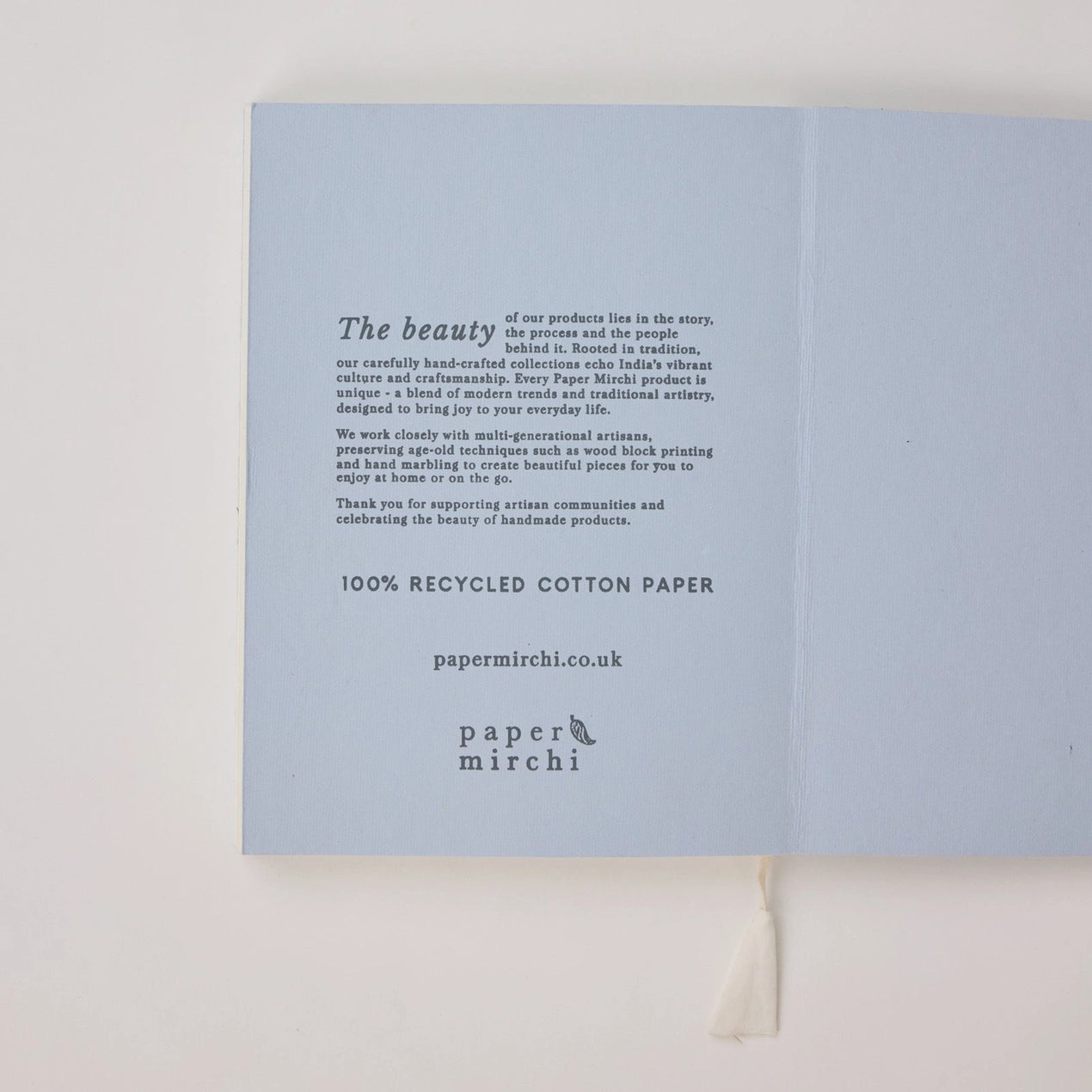 Block Printed Ruled Notebook (A5) - Song Birds Blue Stone