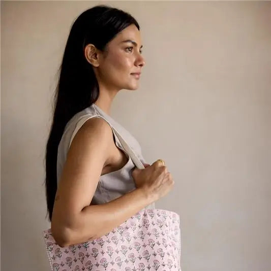 Organic Cotton Tote Bag - Ditsy Floral Blush