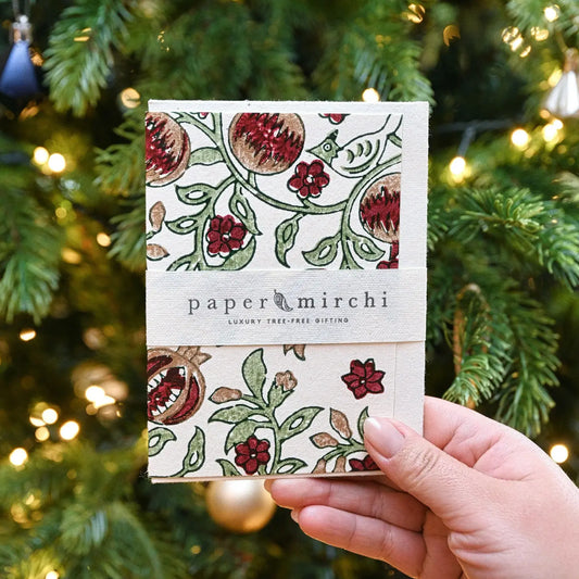Hand Block Printed Greeting Card | Pomegranate Cherry