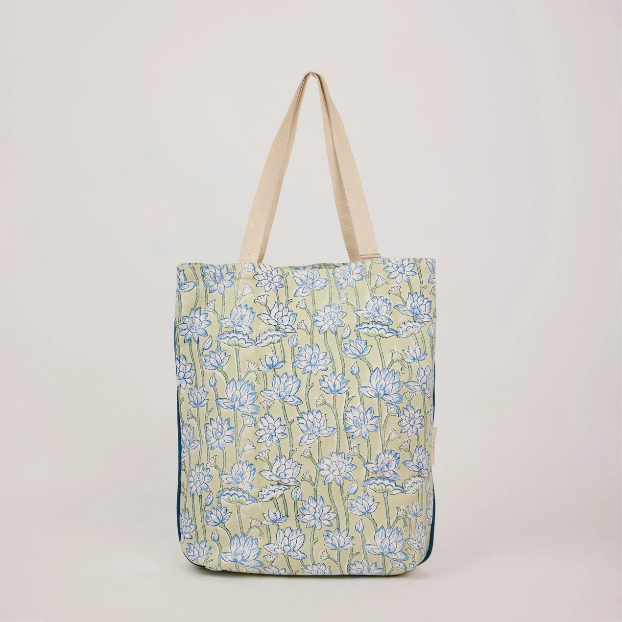 Organic Cotton Tote Bag - Lotus Indigo