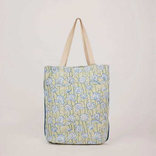 Organic Cotton Tote Bag - Lotus Indigo