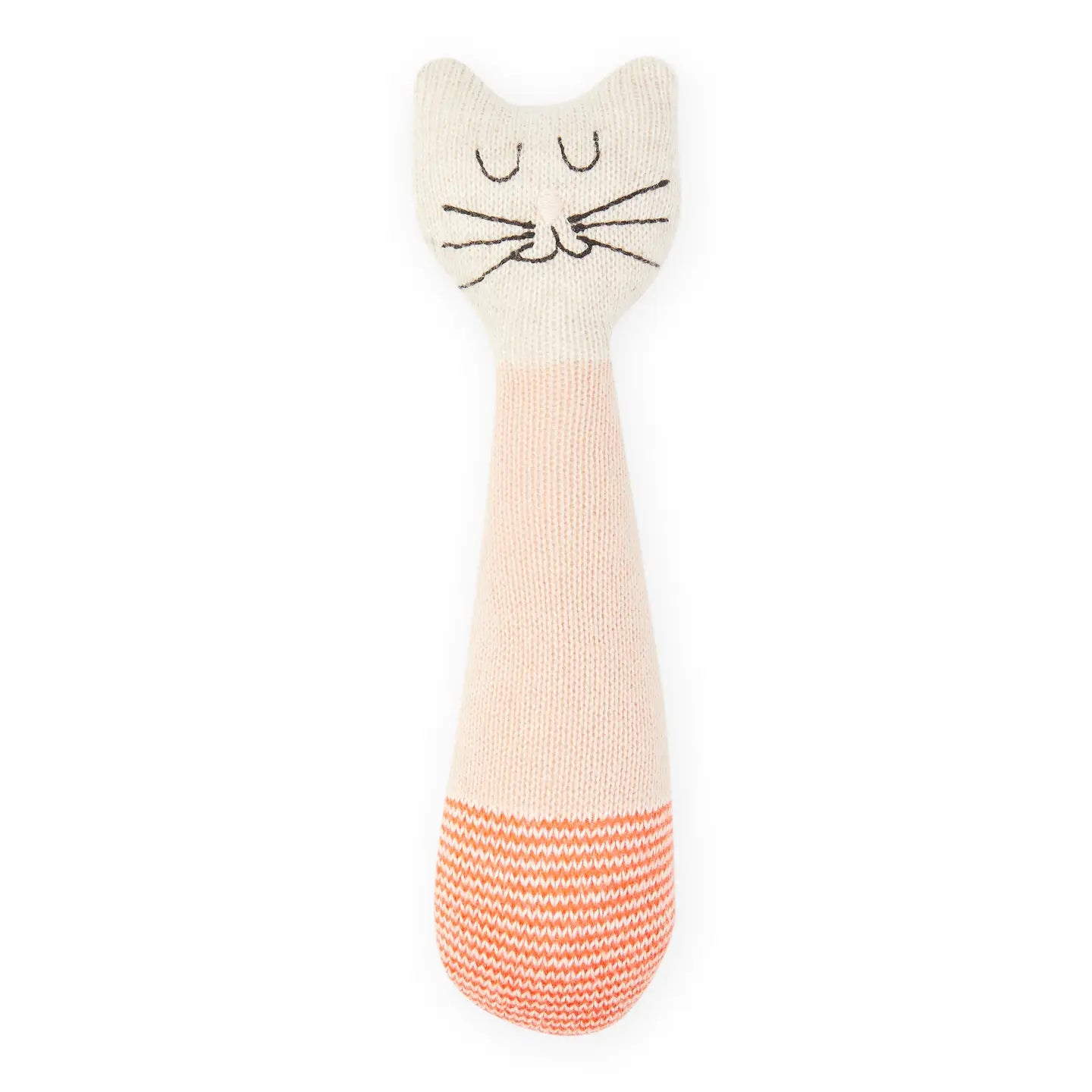 Cotton Knit Baby Rattle Toy | Cat Pink