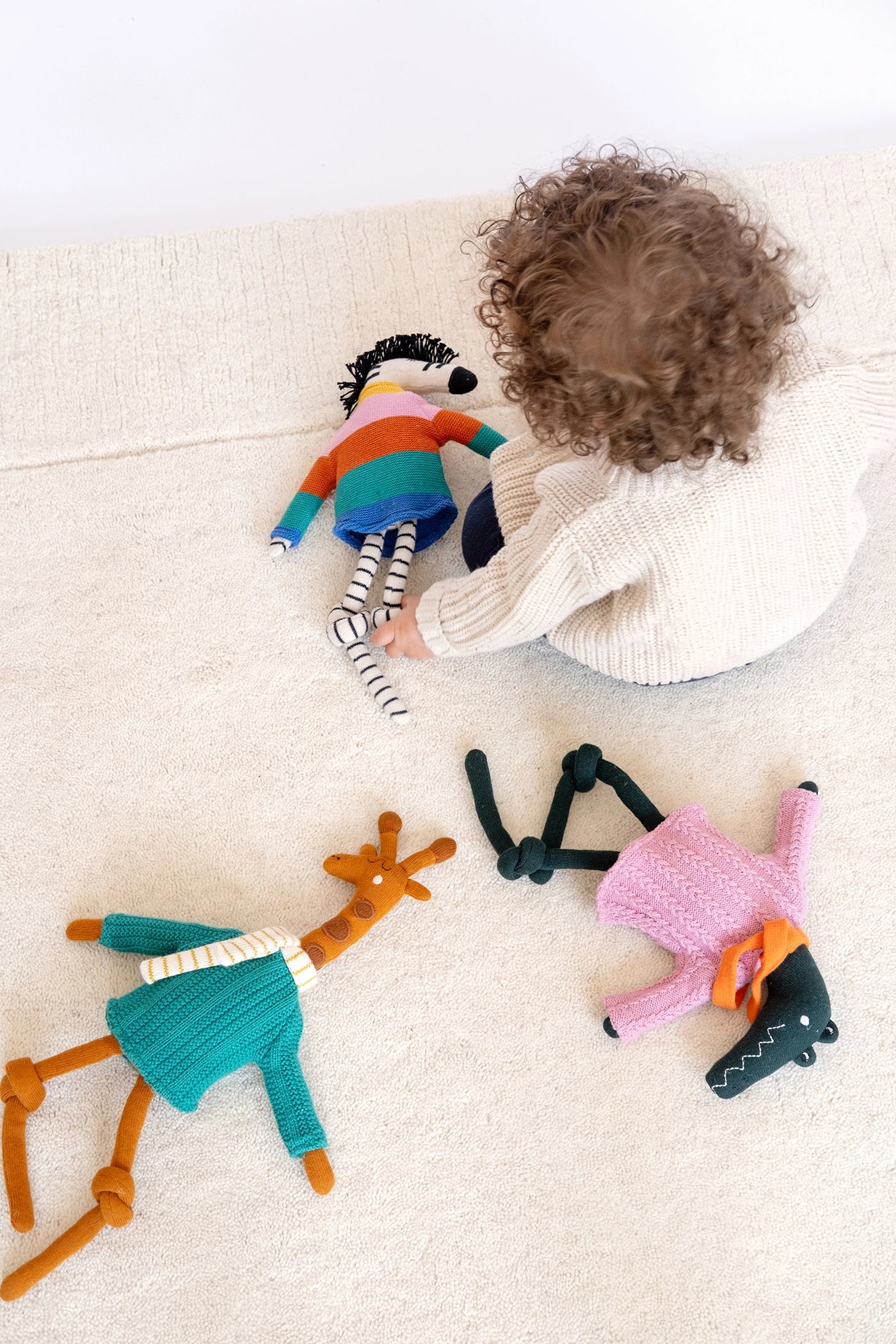 Cotton Knit Stuffed Animal Ragdoll | Zebra Rainbow