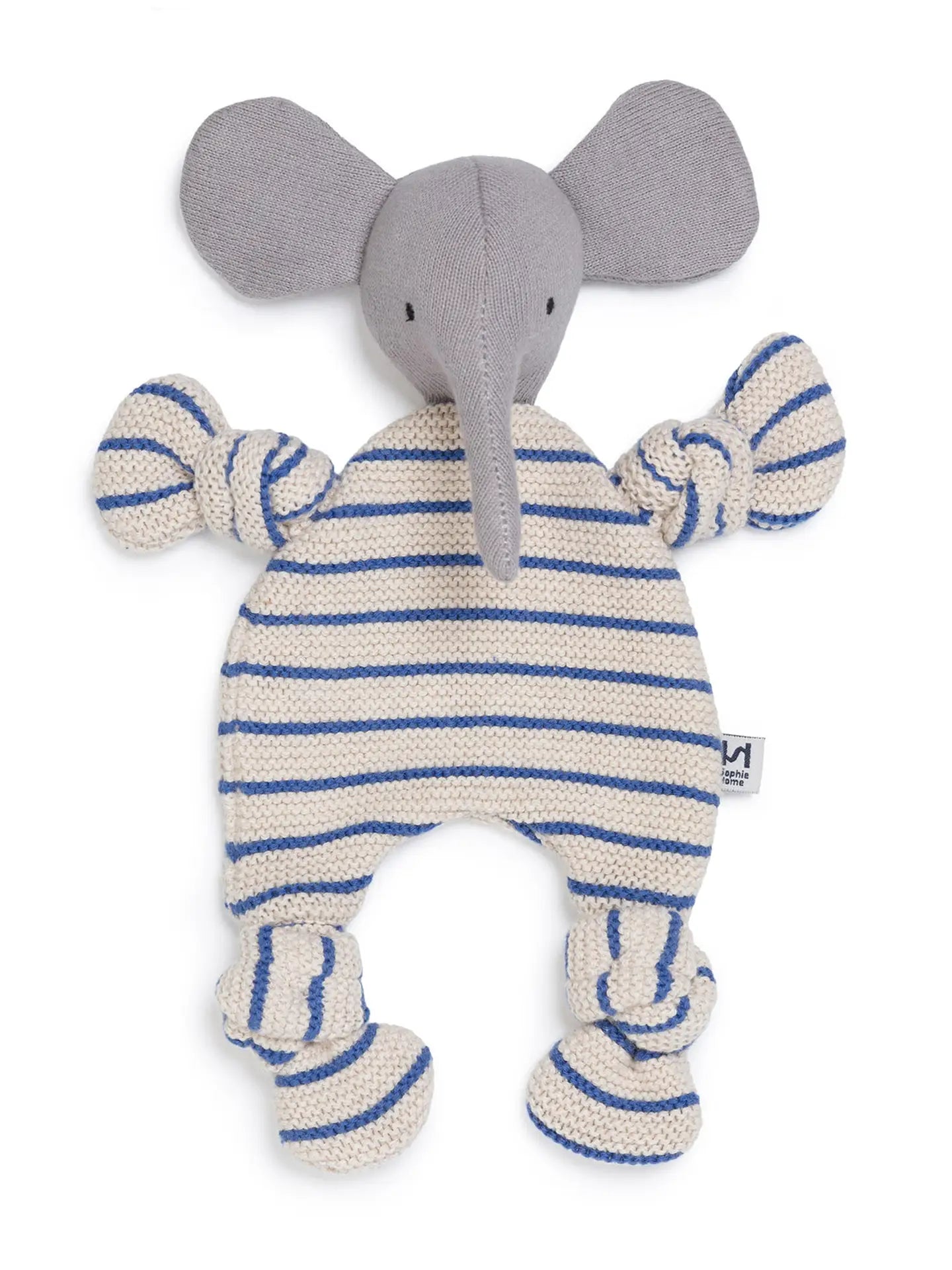 Cotton Knit Baby Comforter Cuddle Cloth | Elephant Cobalt