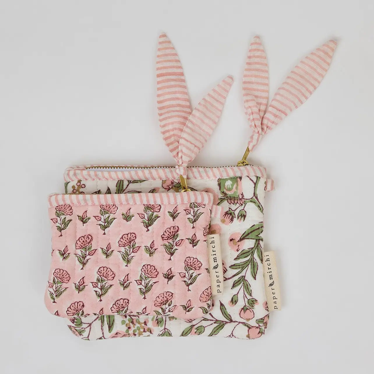 Organic Cotton Zipped Pouch Set 2pk - Floral Blush