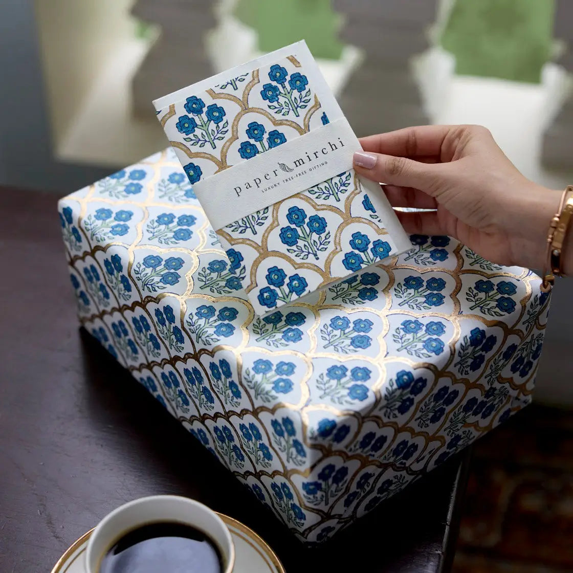 Hand Block Printed Greeting Card | Trellis Indigo