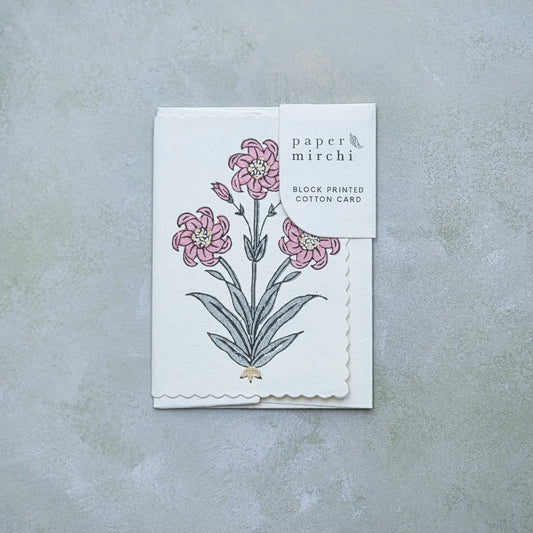 Hand Block Printed Greeting Card | Nargis Dusky Pink