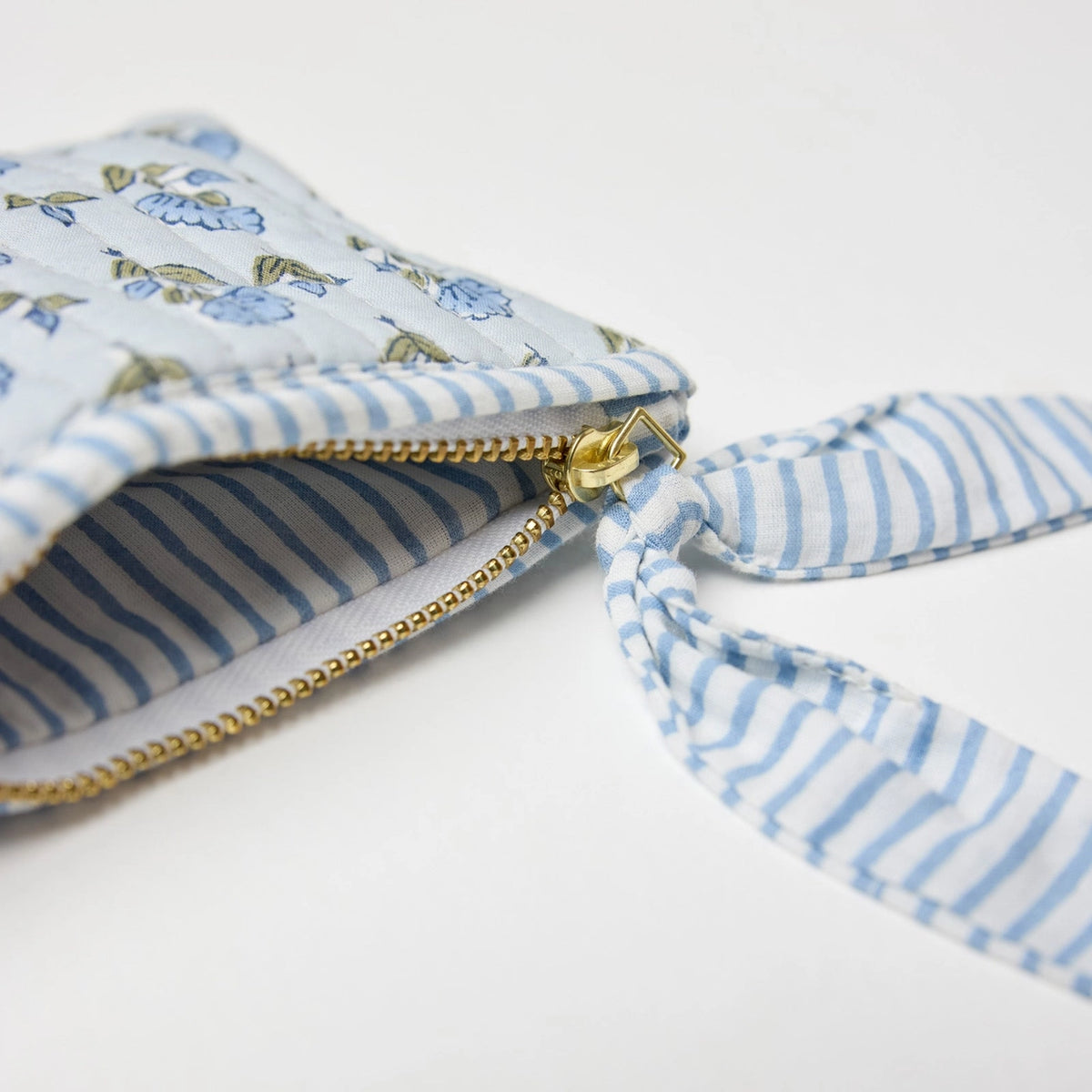 Organic Cotton Zipped Pouch Set 2pk - Floral Blue Stone