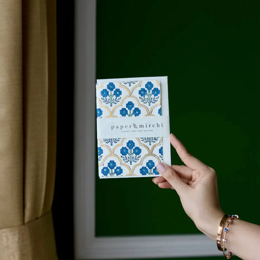 Hand Block Printed Greeting Card | Trellis Indigo