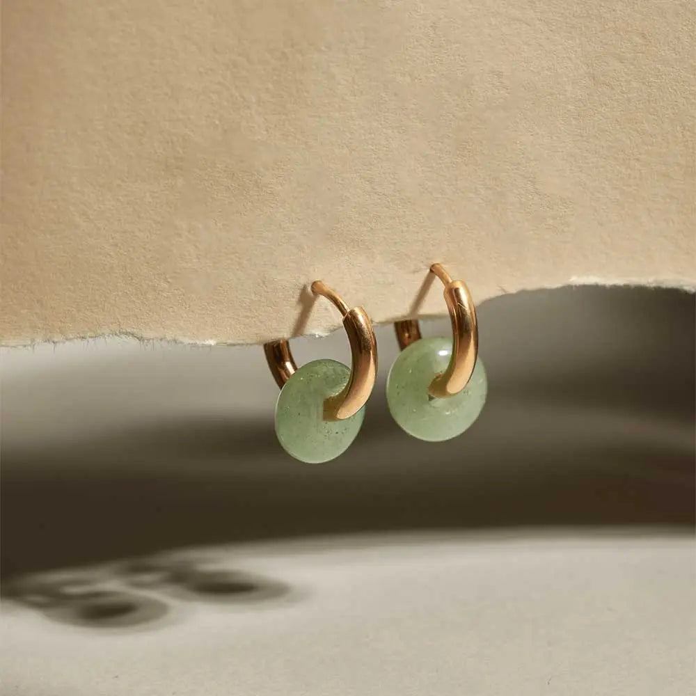 Mint Agate Hoops | Silver