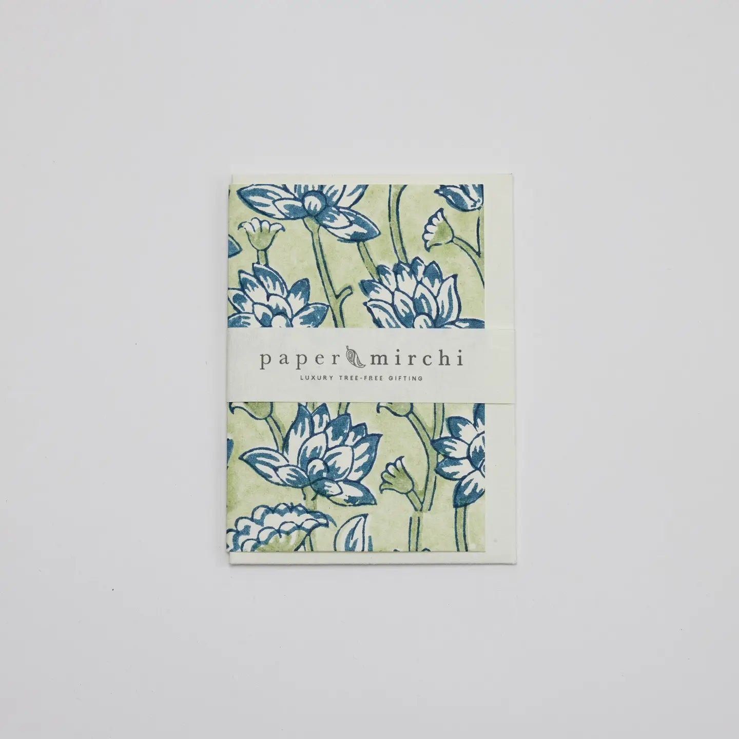 Hand Block Printed Greeting Card | Lotus Indigo
