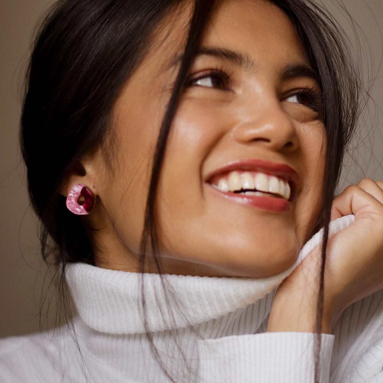'Oh' Stud Earrings | Berry + Pink