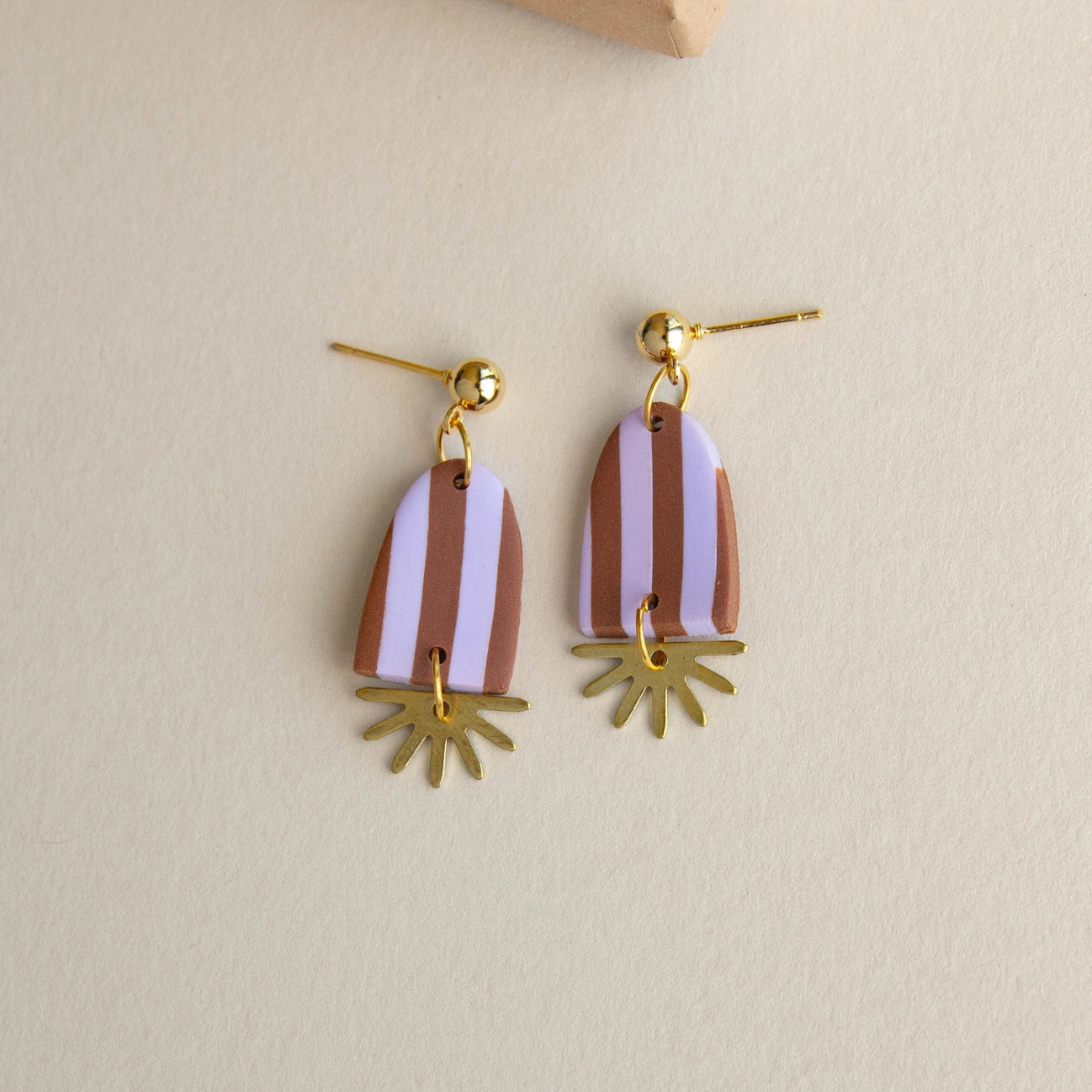 Sunny Stripe Drop Earrings | Chocolate + Lilac