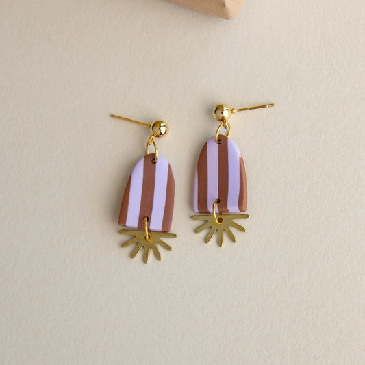 Sunny Stripe Drop Earrings | Chocolate + Lilac