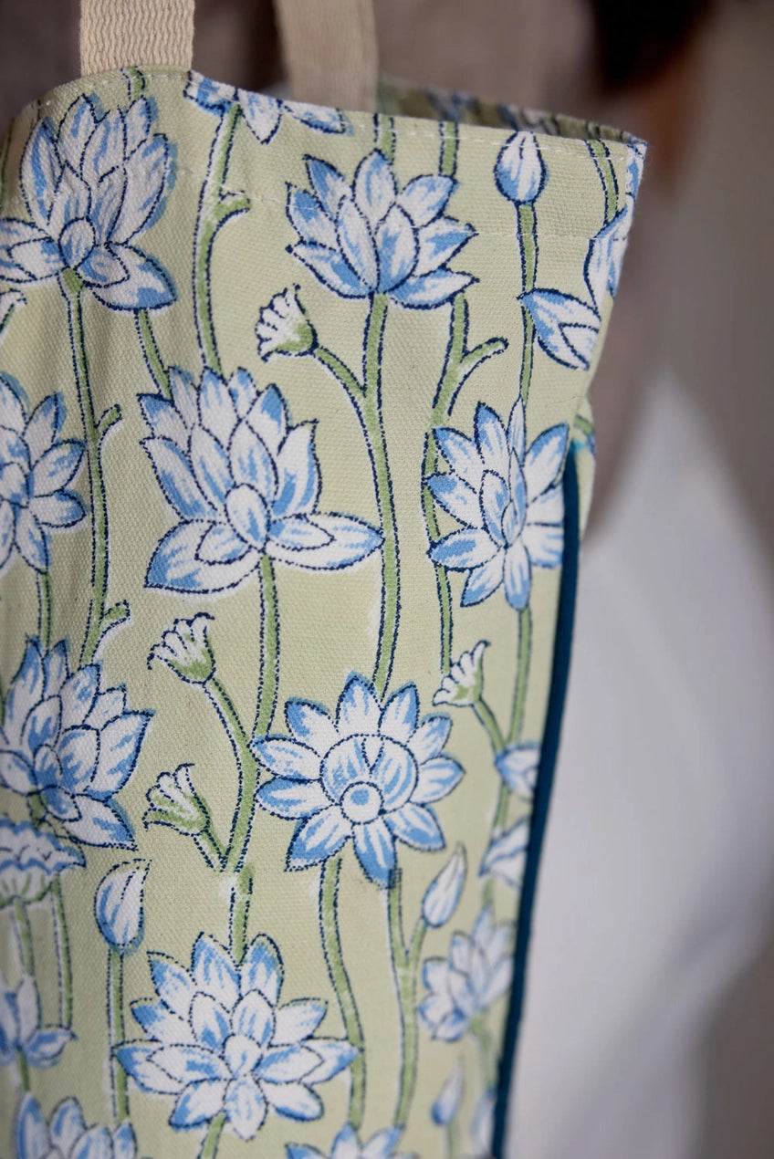Organic Cotton Tote Bag - Lotus Indigo