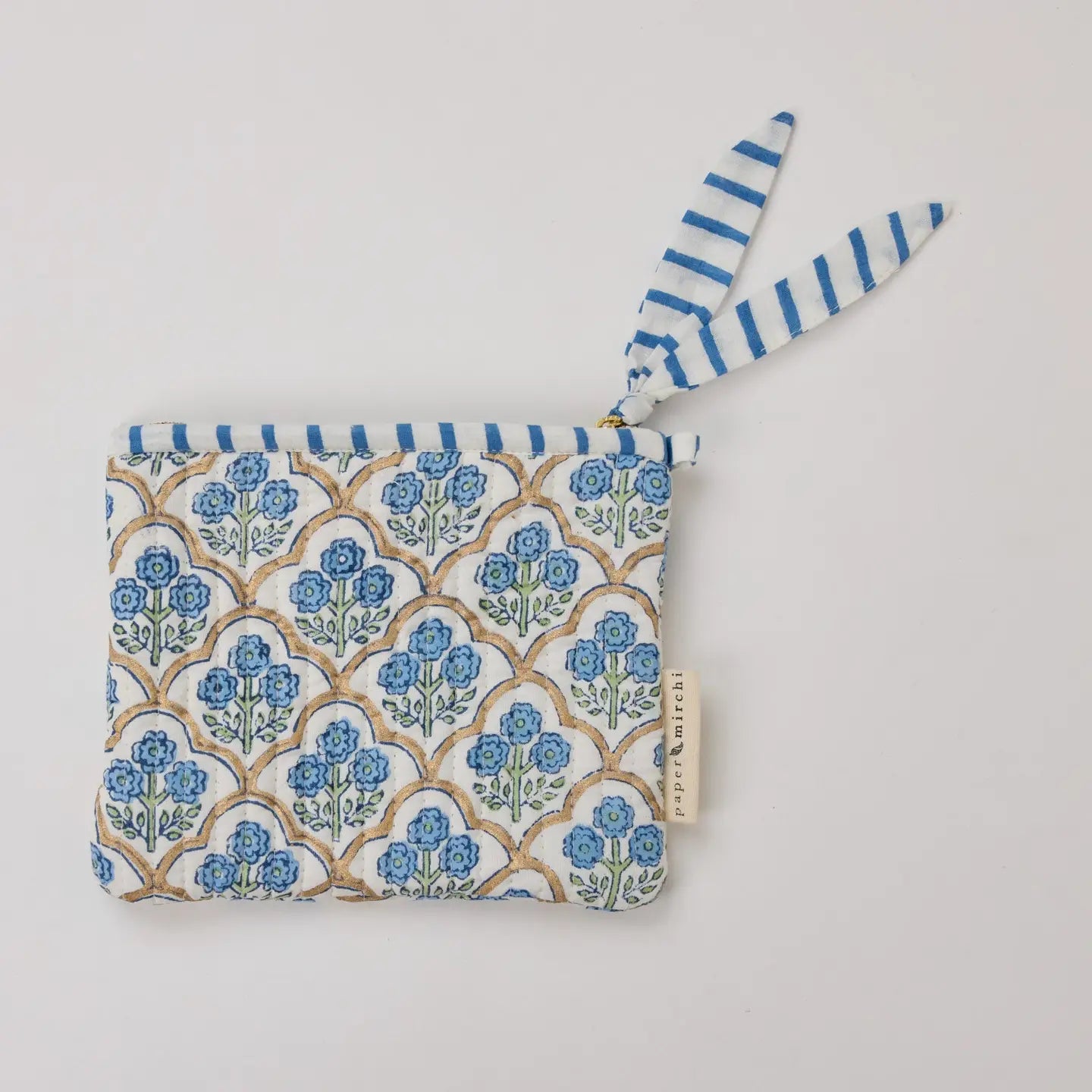 Organic Cotton Zipped Pouch Set 2pk - Floral Indigo