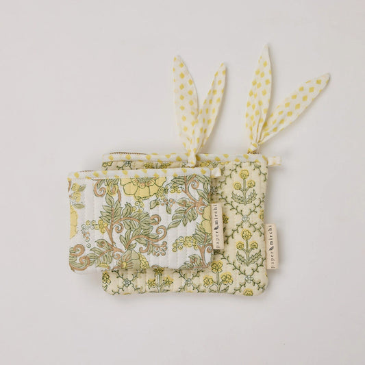 Organic Cotton Zipped Pouch Set 2pk - Floral Buttercream