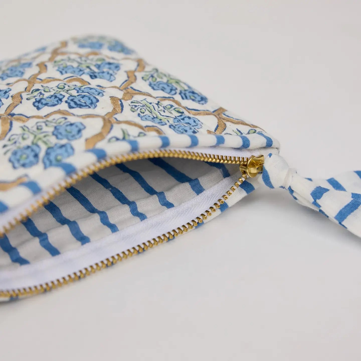 Organic Cotton Zipped Pouch Set 2pk - Floral Indigo