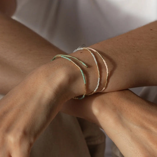 Bead Slider Bracelet | Sea Green