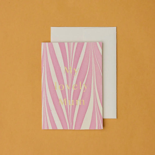 Hand Block Printed Greeting Card | Pink Candy Mum